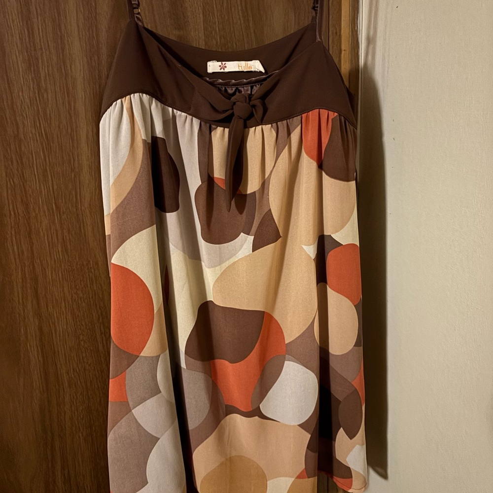 Tulle A-Line Skirt with Brown and Orange Abstract Design